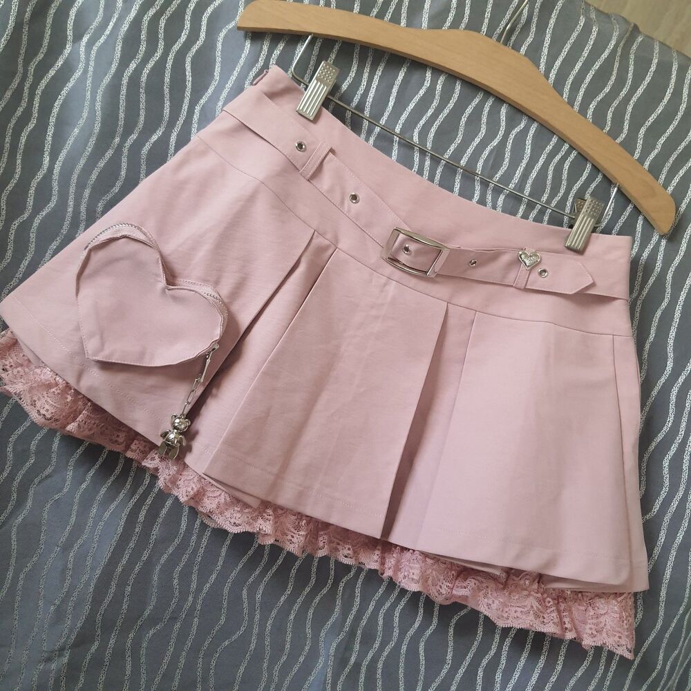 Dark In Love Pleated Mini Skirt Size Small Pink Sweet Grunge Alternative Heart